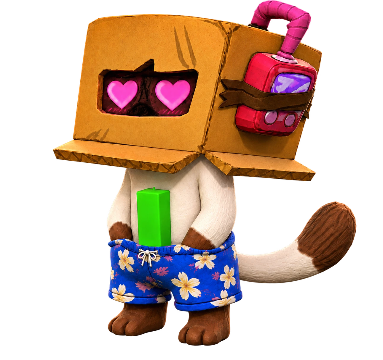 Remna with a cardboard-box head